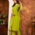 Parrot green embroidered marina silk kurta set with dupatta