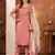 Peach embroidered marina silk kurta set with dupatta