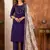 Purple embroidered marina silk kurta set with dupatta