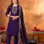 Purple embroidered marina silk kurta set with dupatta