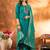 Teal embroidered marina silk kurta set with dupatta