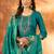 Teal embroidered marina silk kurta set with dupatta