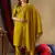 Mustard embroidered roman silk kurta set with dupatta