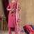 Pink embroidered roman silk kurta set with dupatta