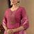Pink embroidered roman silk kurta set with dupatta