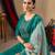Teal embroidered roman silk kurta set with dupatta
