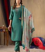 Rama embroidered shimmer gold silk kurta set with dupatta