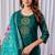 Teal embroidered viscose silk kurta set with dupatta
