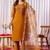 Mustard embroidered viscose silk kurta set with dupatta