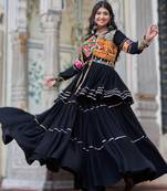 black cotton navratri lehenga choli with gamthi work