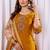 Mustard embroidered viscose silk kurta set with dupatta