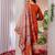 Orange embroidered viscose silk kurta set with dupatta
