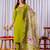 Parrot green embroidered viscose silk kurta set with dupatta