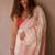 Women's white linen cotton digital print saree
