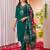 Teal embroidered marina viscose silk kurta set with dupatta