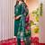 Teal embroidered marina viscose silk kurta set with dupatta