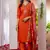 Orange embroidered marina viscose silk kurta set with dupatta