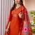 Orange embroidered marina viscose silk kurta set with dupatta