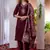 Wine embroidered marina viscose silk kurta set with dupatta