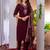 Wine embroidered marina viscose silk kurta set with dupatta