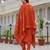 Orange embroidered roman silk kurta set with dupatta