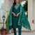 Teal embroidered roman silk kurta set with dupatta