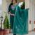 Teal embroidered roman silk kurta set with dupatta