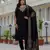 Black embroidered roman silk kurta set with dupatta