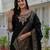 Black embroidered roman silk kurta set with dupatta