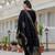 Black embroidered roman silk kurta set with dupatta