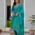 Turquoise embroidered roman silk kurta set with dupatta