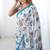 White digital printed georgette saree set