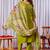 Parrot green embroidered viscose silk kurta set with dupatta