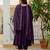 Purple embroidered viscose roman silk kurta set with dupatta