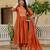 Orange embroidered viscose roman silk kurta set with dupatta