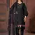 Black embroidered viscose roman kurta set with dupatta