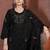Black embroidered viscose roman kurta set with dupatta