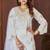 White embroidered viscose roman kurta set with dupatta