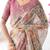 Blush cream handloom linen cotton saree with artistic bird motif pallu