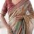 Beige handloom cotton saree with village life print and majestic peacock pallu