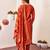 Orange embroidered roman silk kurta set with dupatta