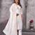 White embroidered roman silk kurta set with dupatta