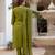 Olive embroidered viscose mango silk kurta set with dupatta