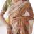 Rust orange  handloom cotton saree with rust blouse and village celebration print