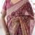 wine handloom cotton saree with floral print, mythical border & tassels