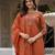 Rust embroidered viscose mango silk kurta set with dupatta