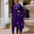 Violet embroidered viscose mango silk kurta set with dupatta