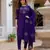 Violet embroidered viscose mango silk kurta set with dupatta