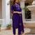 Violet embroidered viscose mango silk kurta set with dupatta