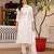 White embroidered viscose mango silk kurta set with dupatta